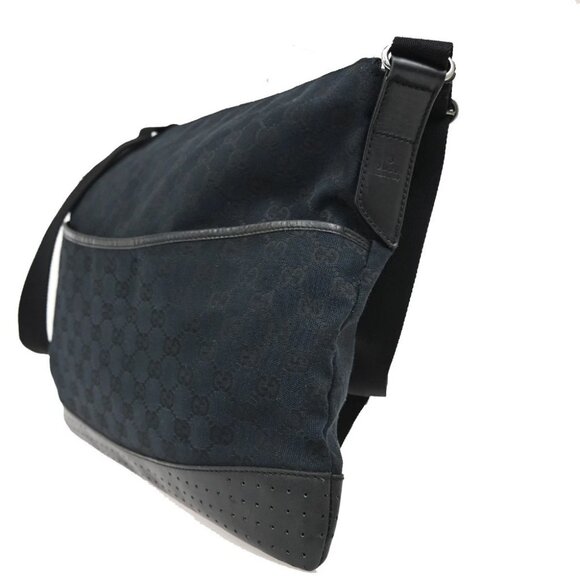 GUCCI GG Pattern Cross Shoulder Leather canvas Black SHW Italy - Picture 2 of 16